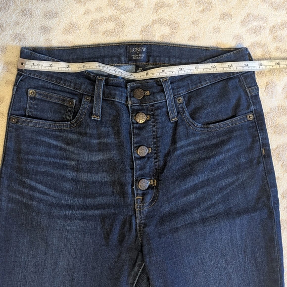 J. Crew High Rise Skinny Jeans Dark Wash Button Fly Stretch Size 28 - Picture 4 of 9